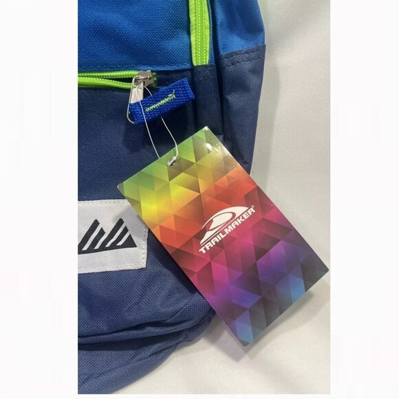 Trailmaker Backpack Classic Blue with Green Yellow Straps & Zipper NWT - Picture 9 of 9